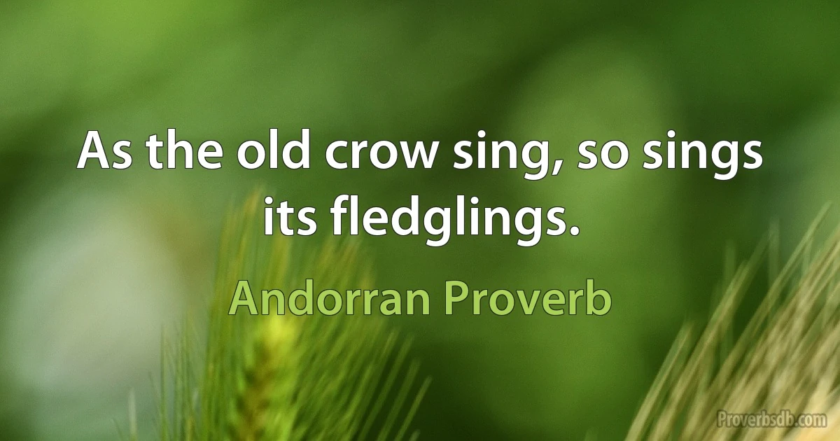 As the old crow sing, so sings its fledglings. (Andorran Proverb)