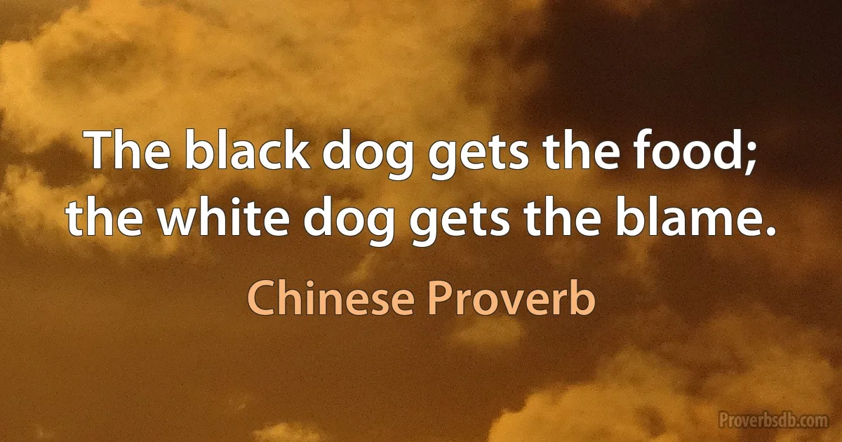 The black dog gets the food; the white dog gets the blame. (Chinese Proverb)