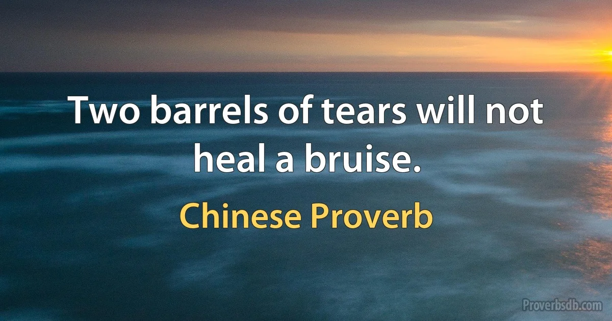 Two barrels of tears will not heal a bruise. (Chinese Proverb)