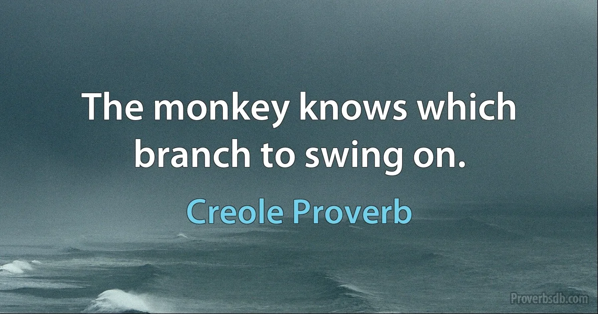 The monkey knows which branch to swing on. (Creole Proverb)