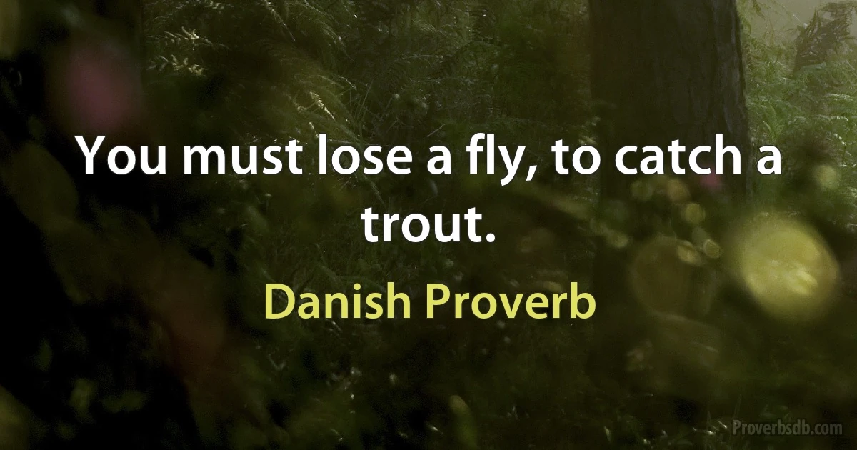 You must lose a fly, to catch a trout. (Danish Proverb)