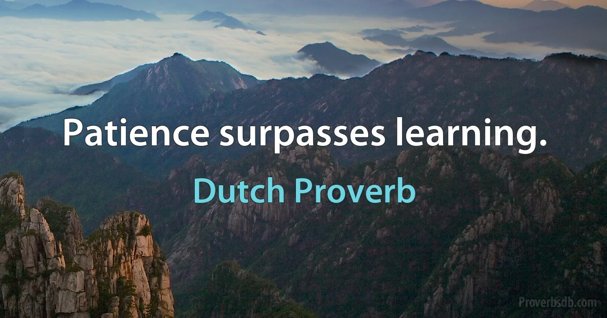 Patience surpasses learning. (Dutch Proverb)