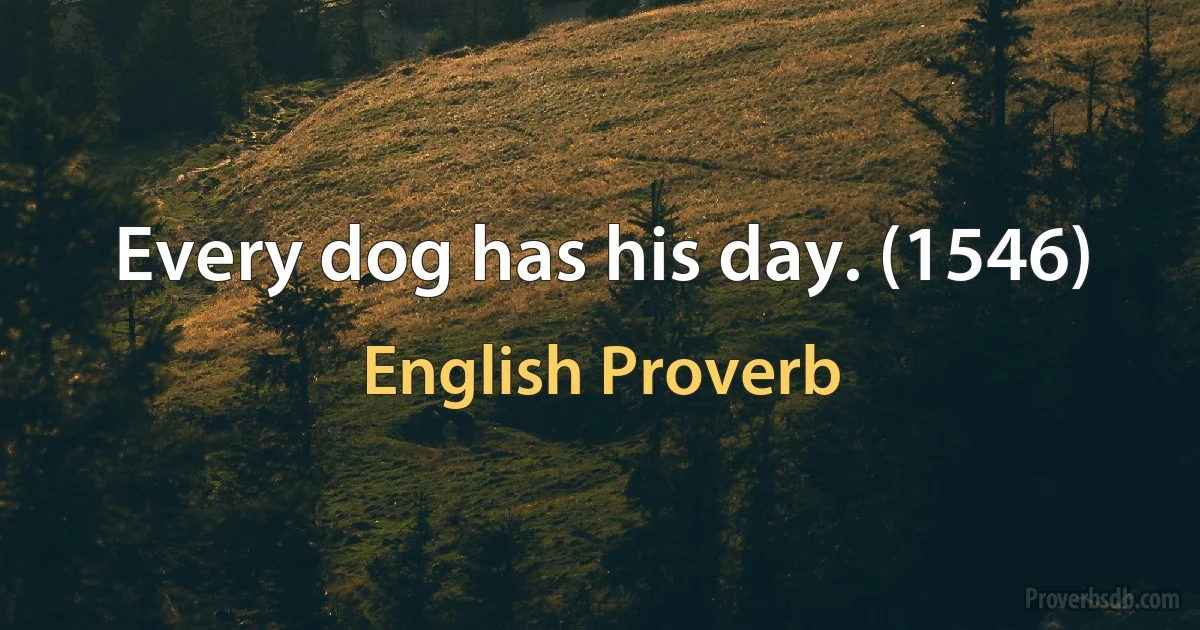 Every dog has his day. (1546) (English Proverb)