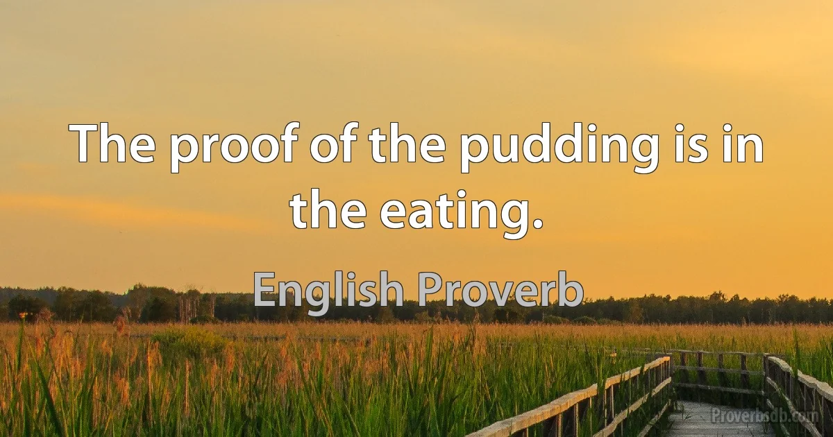 The proof of the pudding is in the eating. (English Proverb)