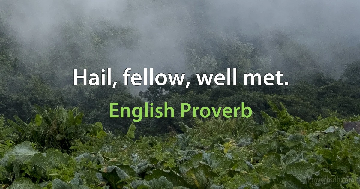 Hail, fellow, well met. (English Proverb)