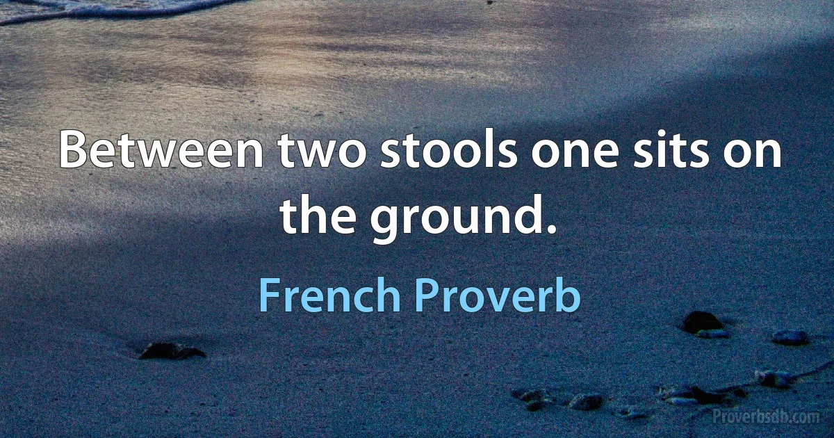 Between two stools one sits on the ground. (French Proverb)