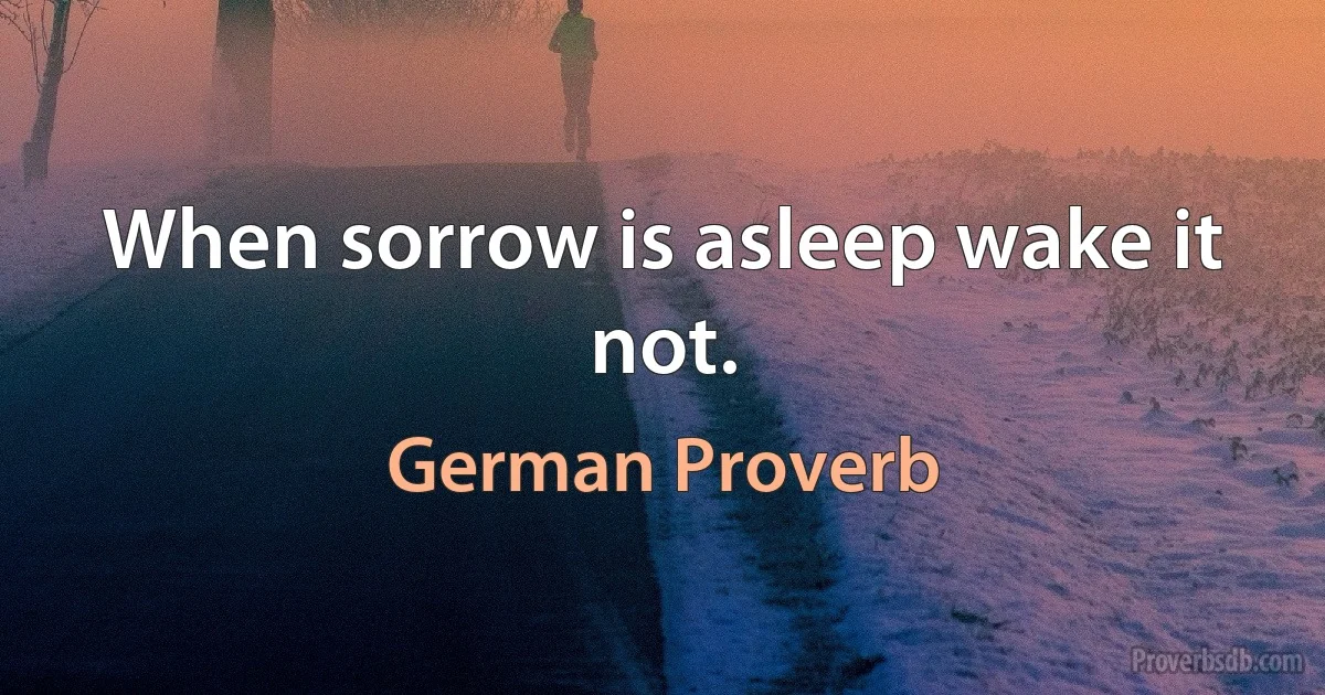 When sorrow is asleep wake it not. (German Proverb)