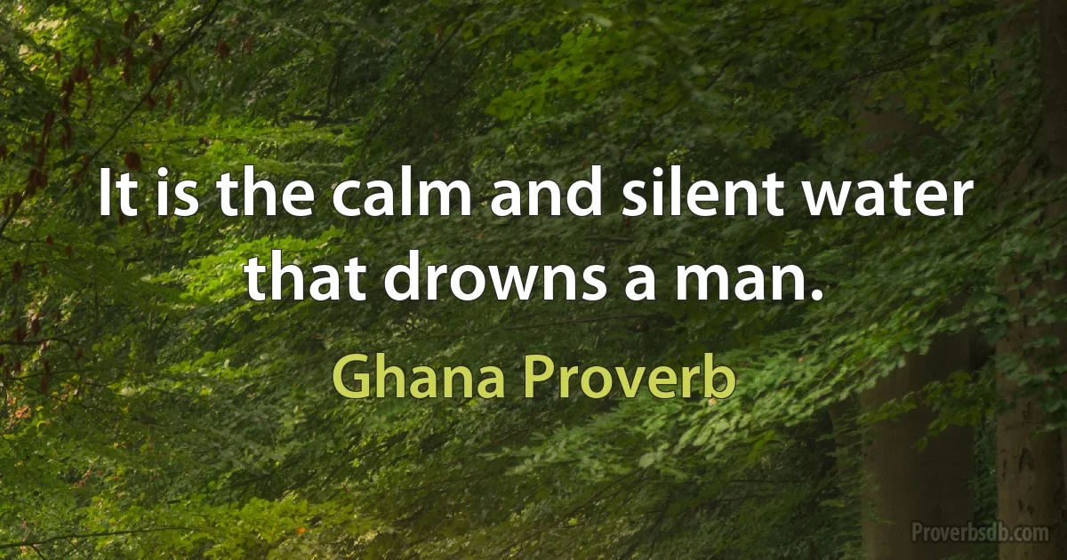 It is the calm and silent water that drowns a man. (Ghana Proverb)