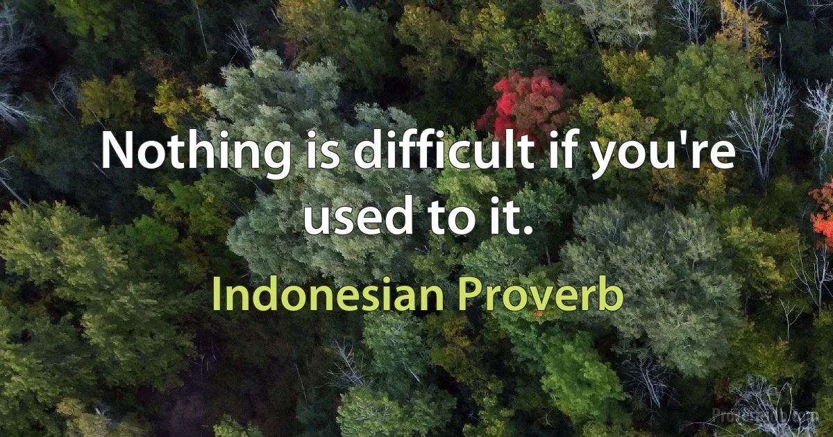 Nothing is difficult if you're used to it. (Indonesian Proverb)