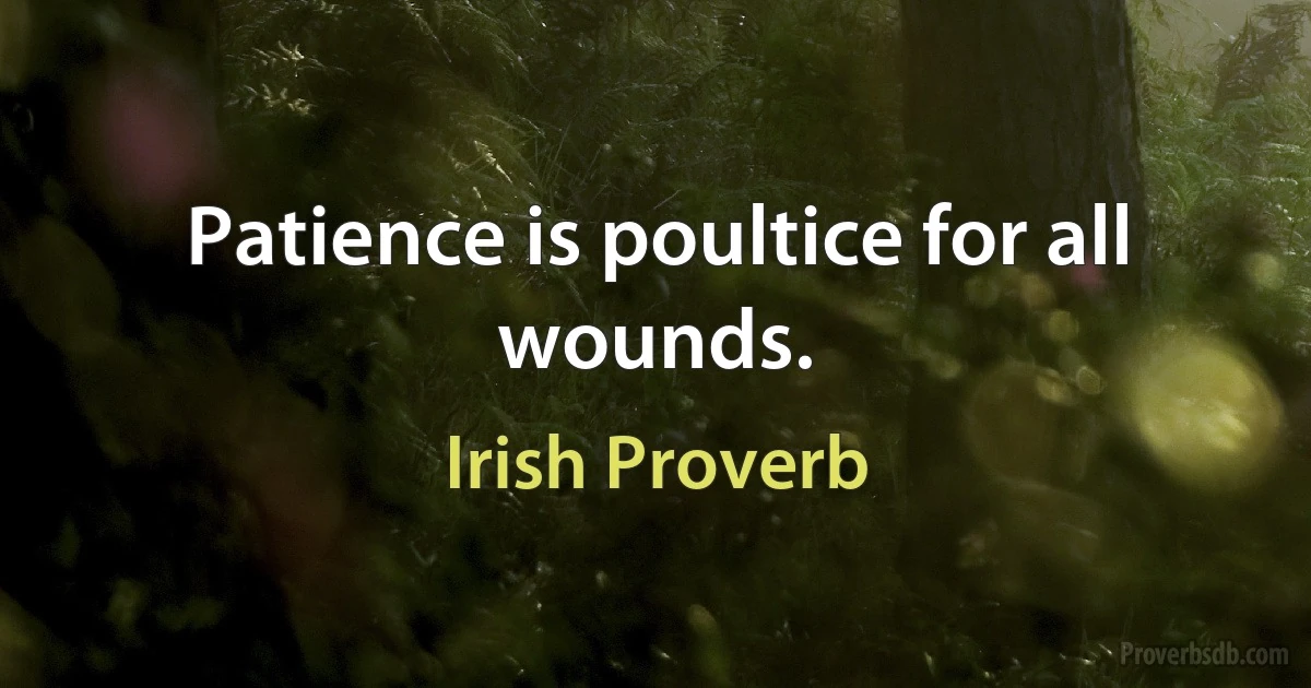 Patience is poultice for all wounds. (Irish Proverb)