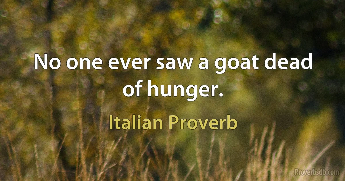 No one ever saw a goat dead of hunger. (Italian Proverb)