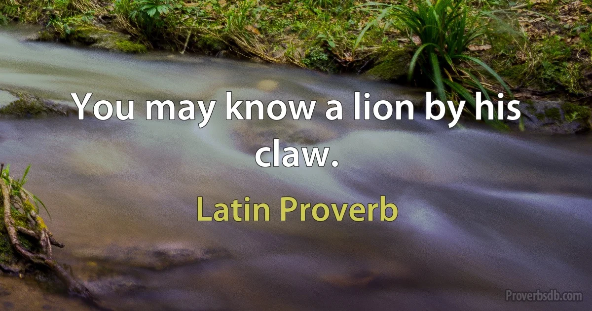 You may know a lion by his claw. (Latin Proverb)