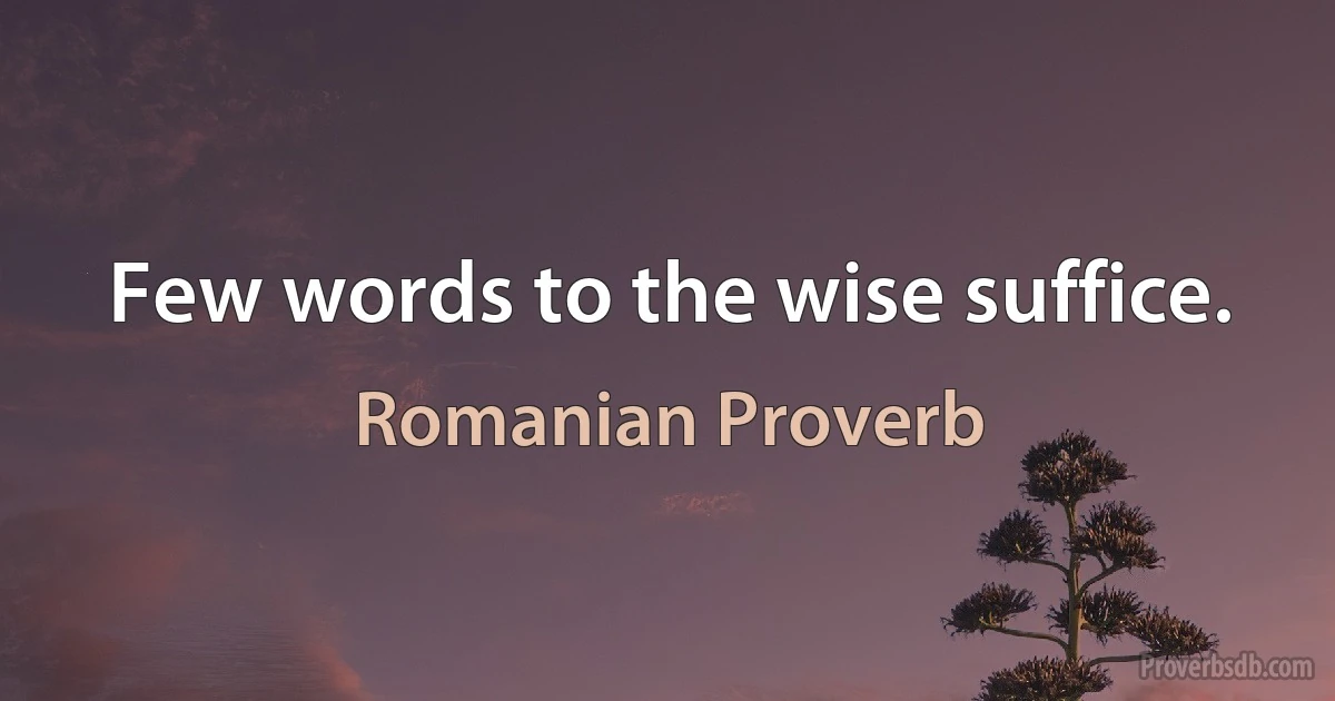 Few words to the wise suffice. (Romanian Proverb)