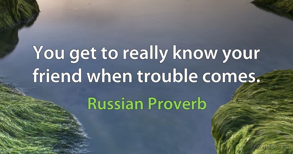 You get to really know your friend when trouble comes. (Russian Proverb)