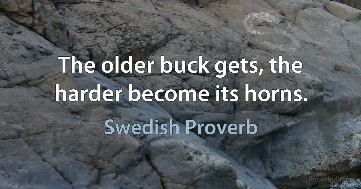 The older buck gets, the harder become its horns. (Swedish Proverb)