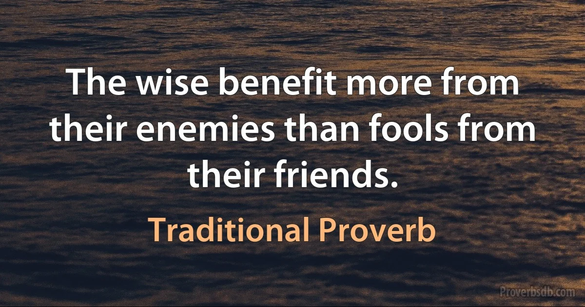 The wise benefit more from their enemies than fools from their friends. (Traditional Proverb)