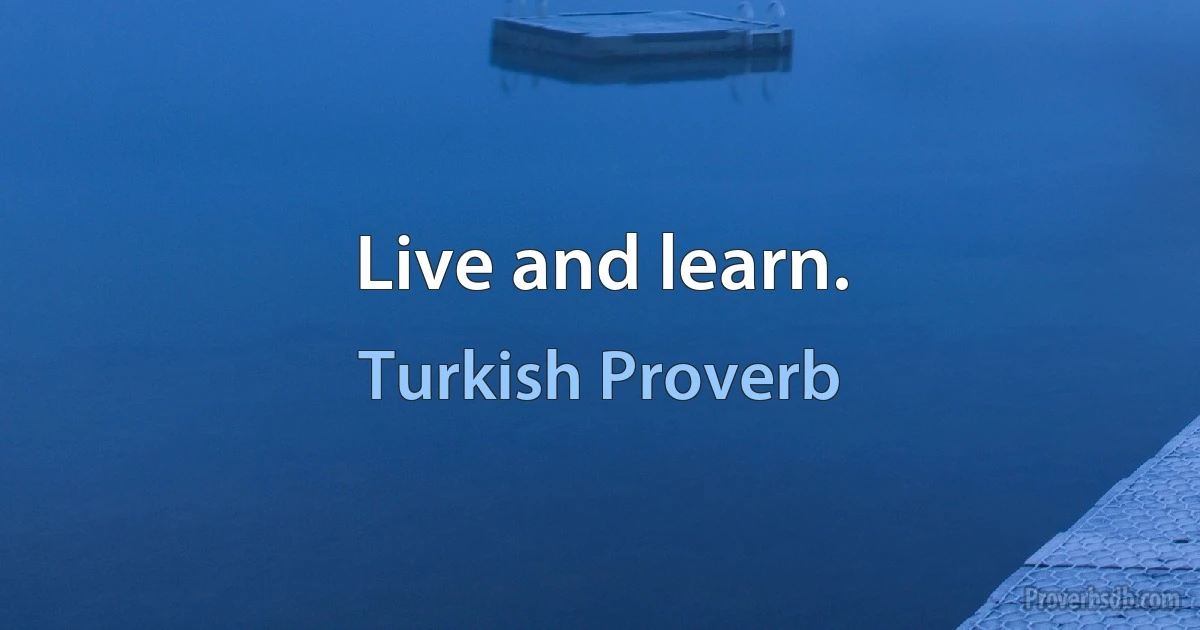 Live and learn. (Turkish Proverb)