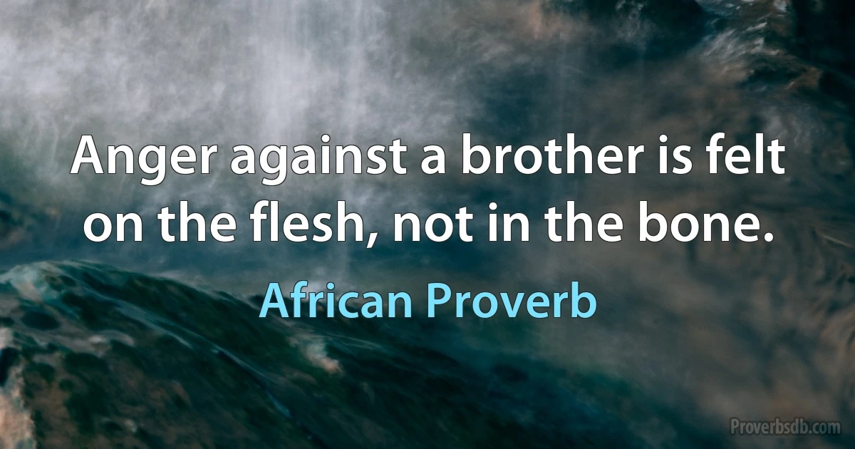 Anger against a brother is felt on the flesh, not in the bone. (African Proverb)