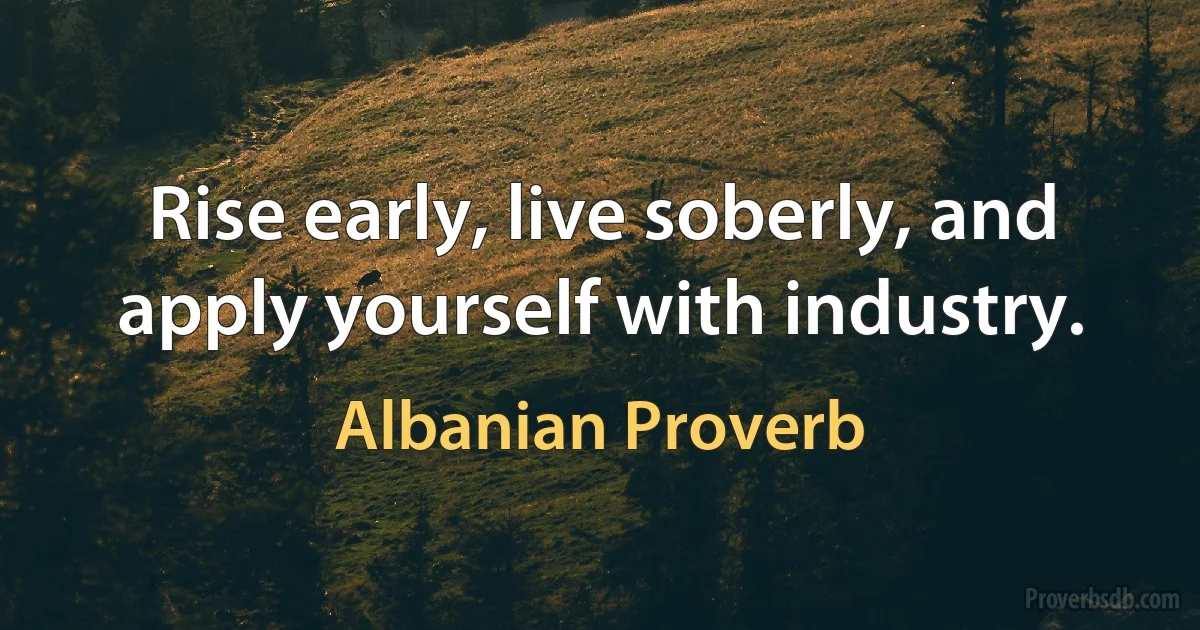 Rise early, live soberly, and apply yourself with industry. (Albanian Proverb)