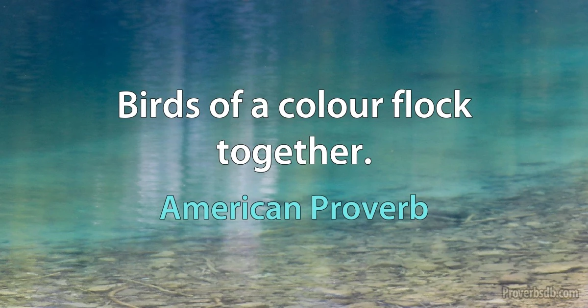 Birds of a colour flock together. (American Proverb)