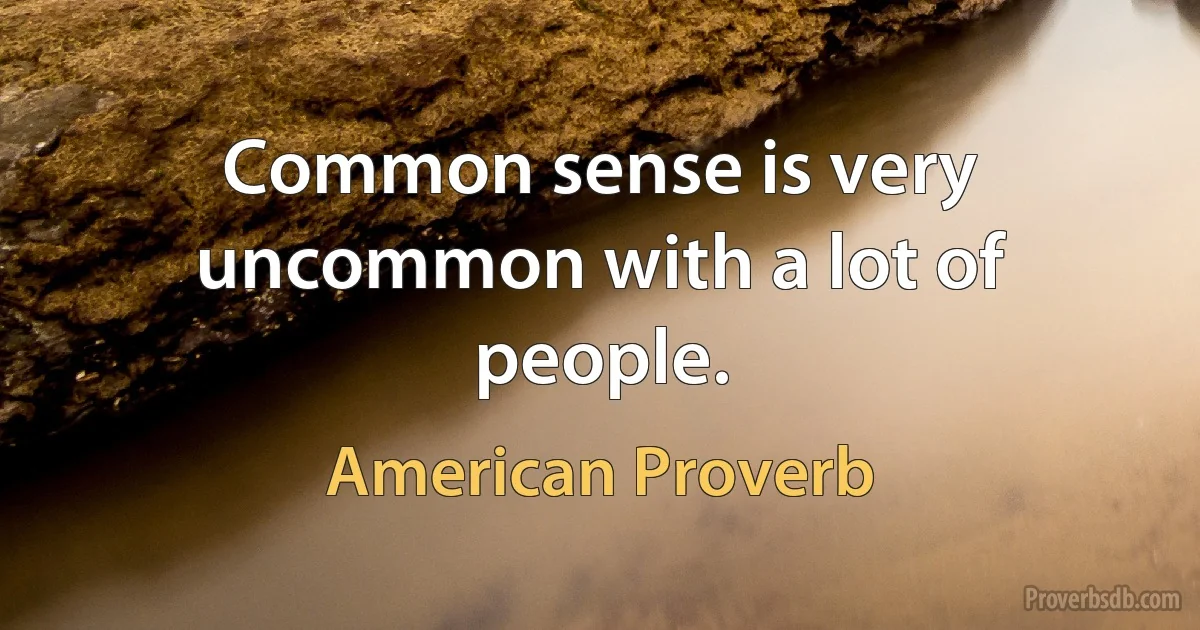 Common sense is very uncommon with a lot of people. (American Proverb)