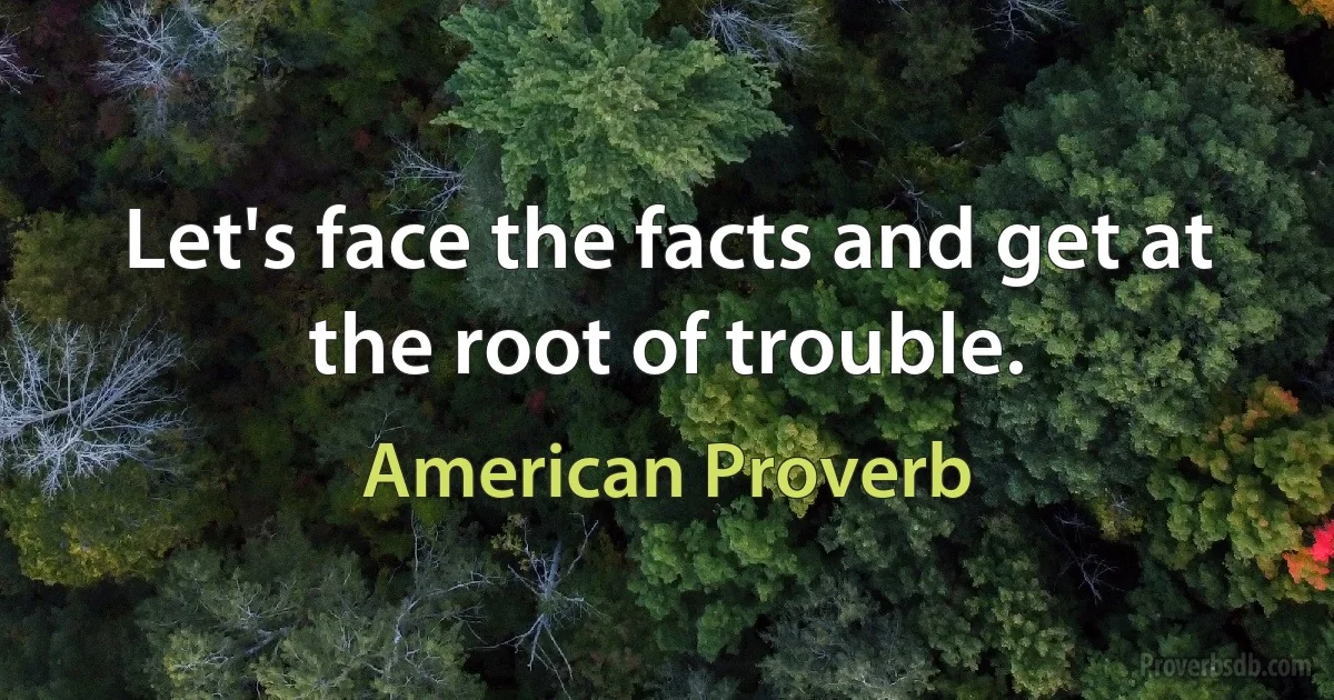 Let's face the facts and get at the root of trouble. (American Proverb)