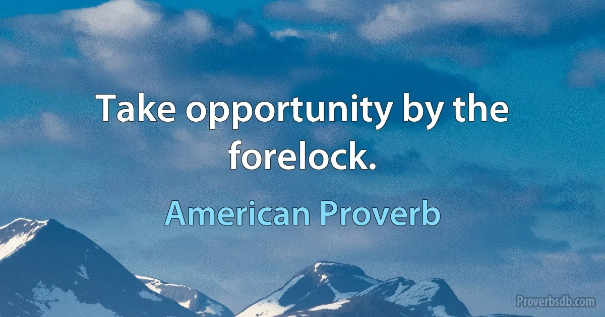 Take opportunity by the forelock. (American Proverb)