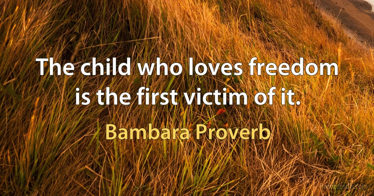 The child who loves freedom is the first victim of it. (Bambara Proverb)