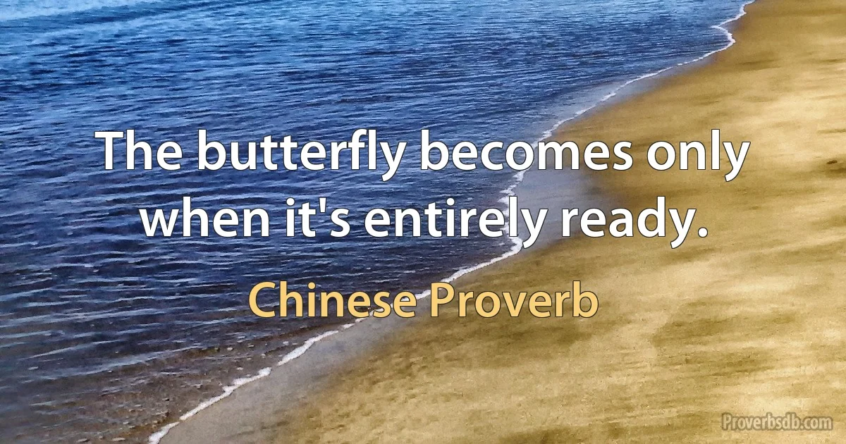 The butterfly becomes only when it's entirely ready. (Chinese Proverb)