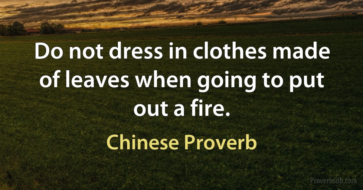 Do not dress in clothes made of leaves when going to put out a fire. (Chinese Proverb)