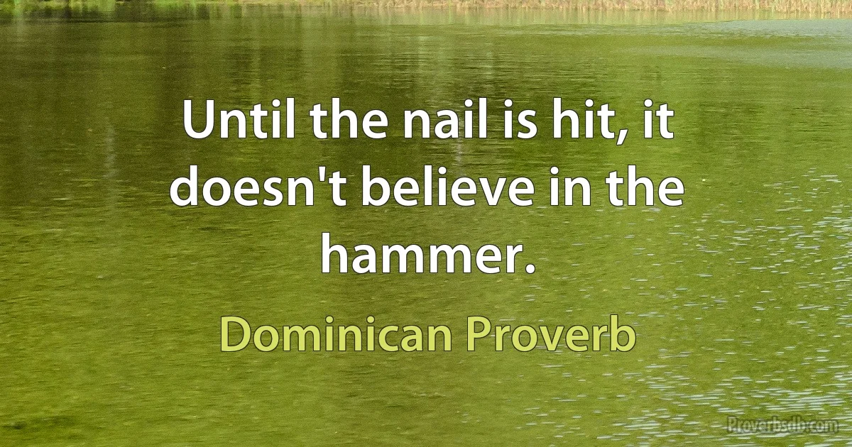 Until the nail is hit, it doesn't believe in the hammer. (Dominican Proverb)