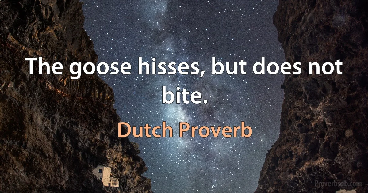 The goose hisses, but does not bite. (Dutch Proverb)