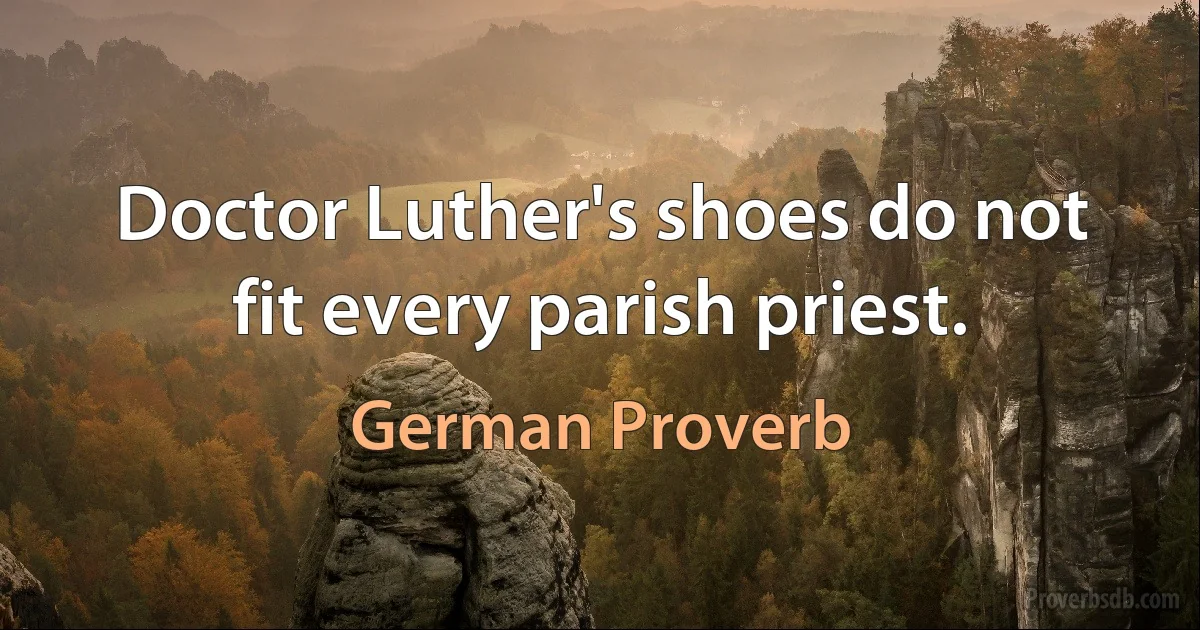 Doctor Luther's shoes do not fit every parish priest. (German Proverb)