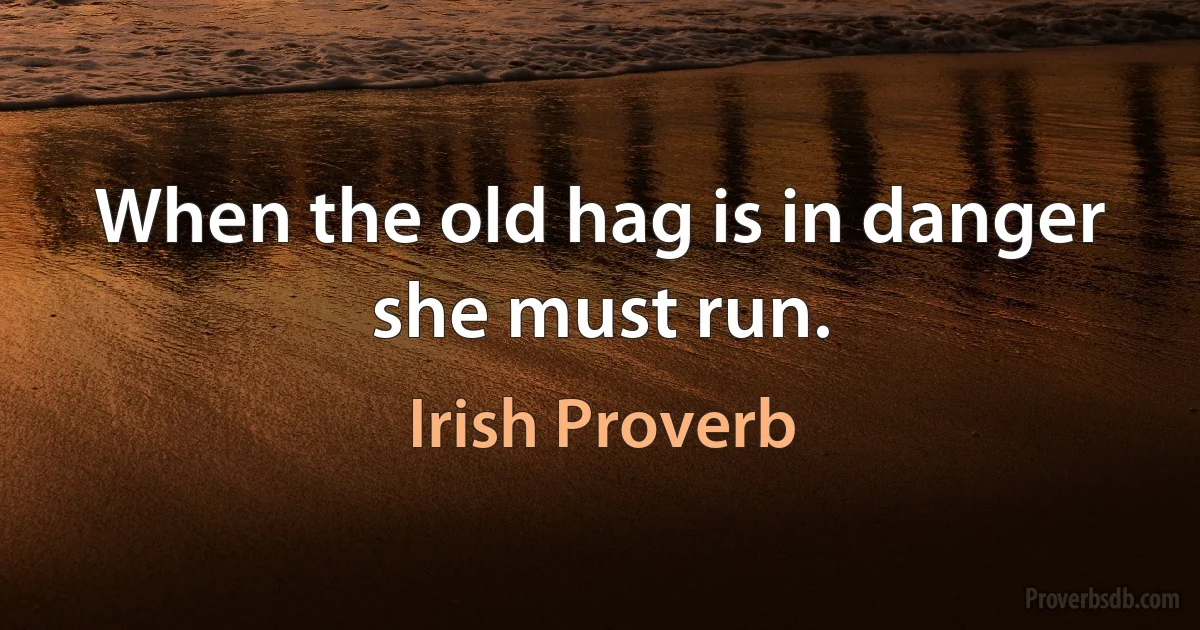 When the old hag is in danger she must run. (Irish Proverb)