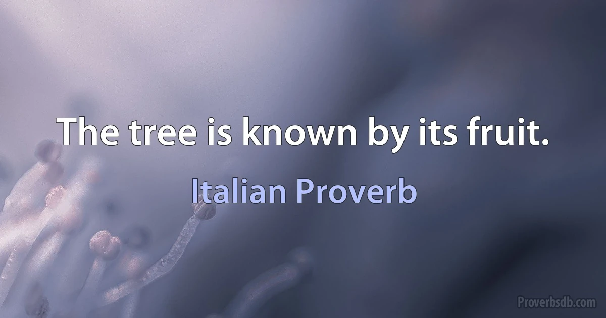 The tree is known by its fruit. (Italian Proverb)