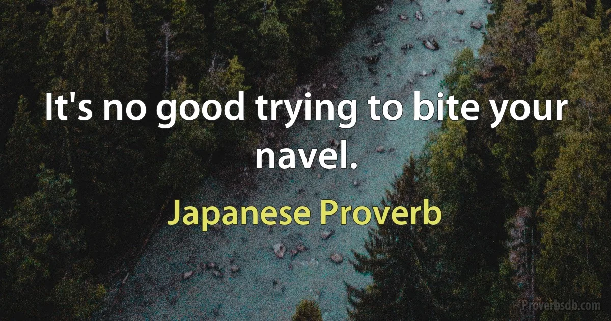 It's no good trying to bite your navel. (Japanese Proverb)