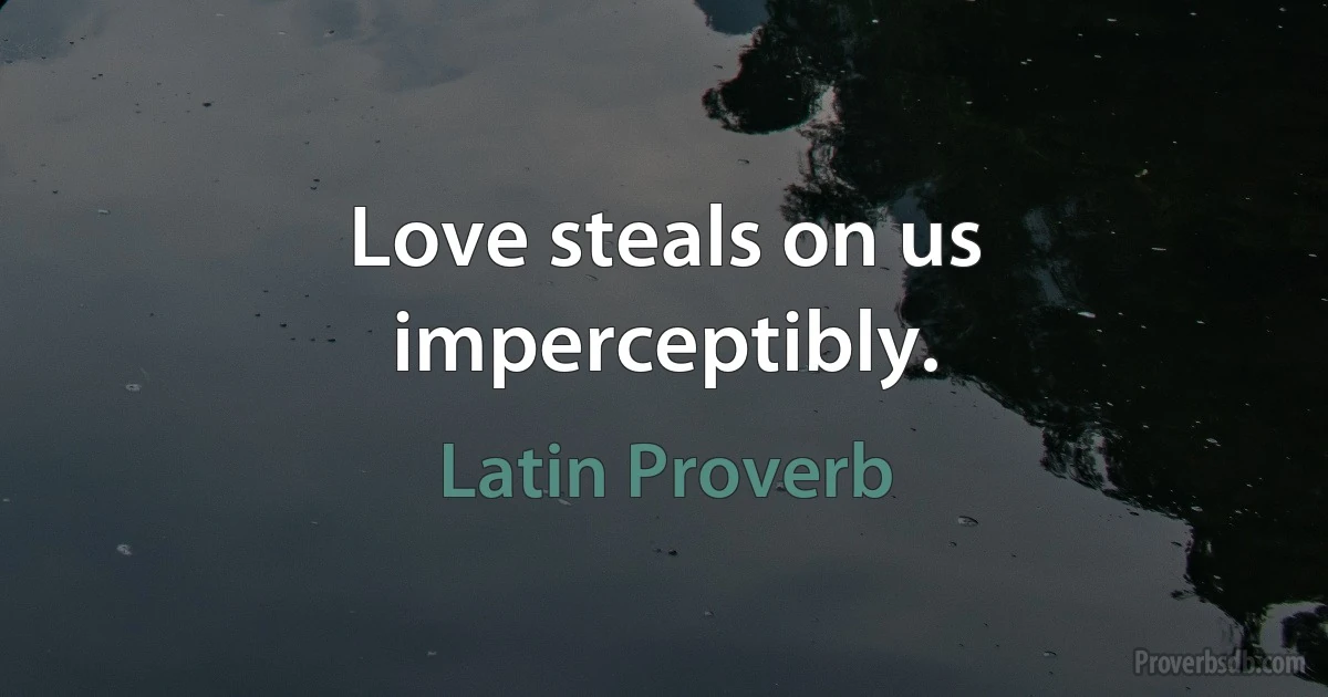 Love steals on us imperceptibly. (Latin Proverb)