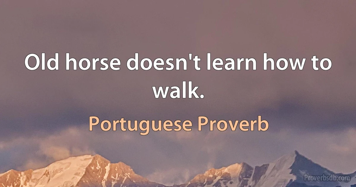 Old horse doesn't learn how to walk. (Portuguese Proverb)