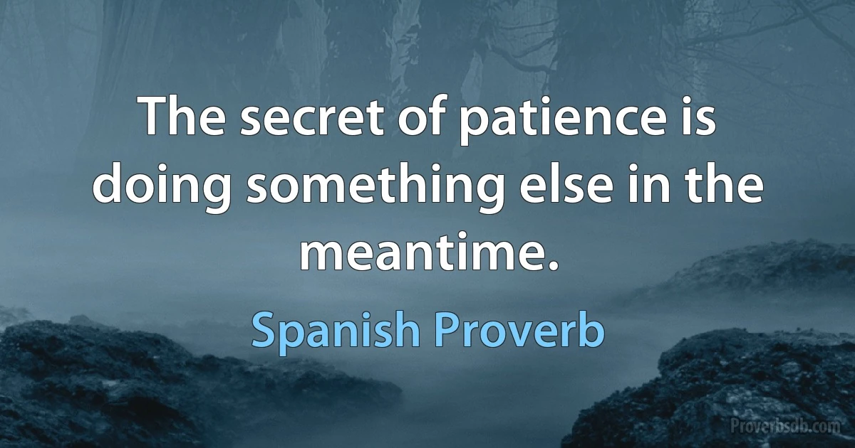 The secret of patience is doing something else in the meantime. (Spanish Proverb)