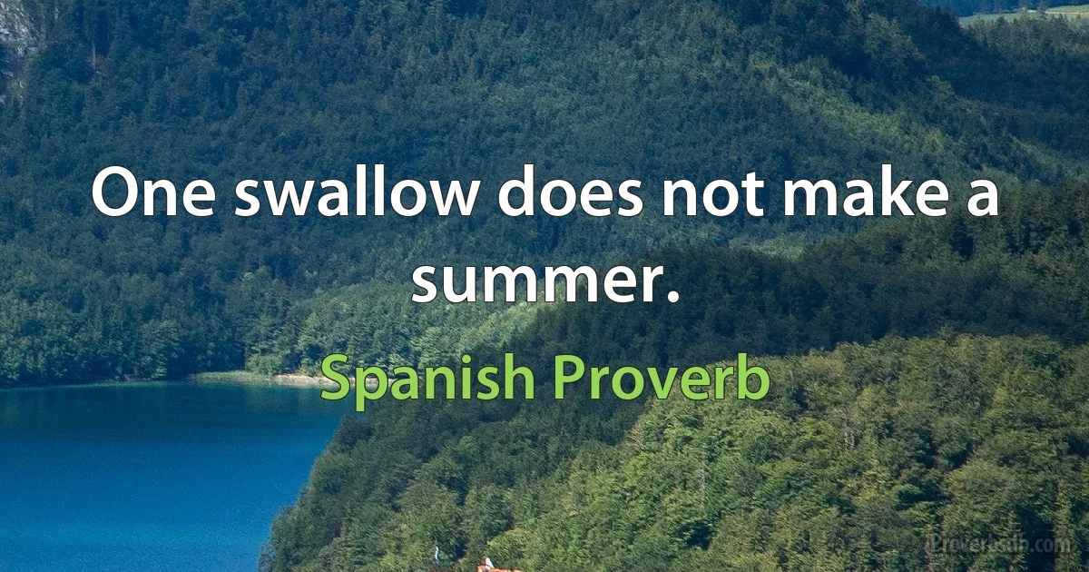 One swallow does not make a summer. (Spanish Proverb)