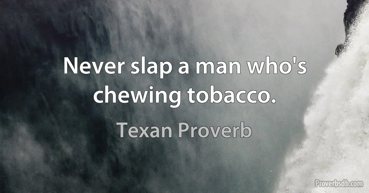 Never slap a man who's chewing tobacco. (Texan Proverb)