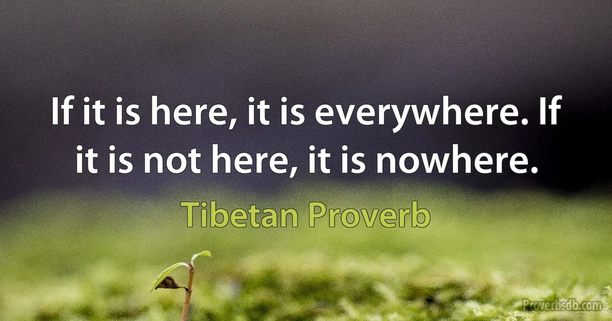 If it is here, it is everywhere. If it is not here, it is nowhere. (Tibetan Proverb)