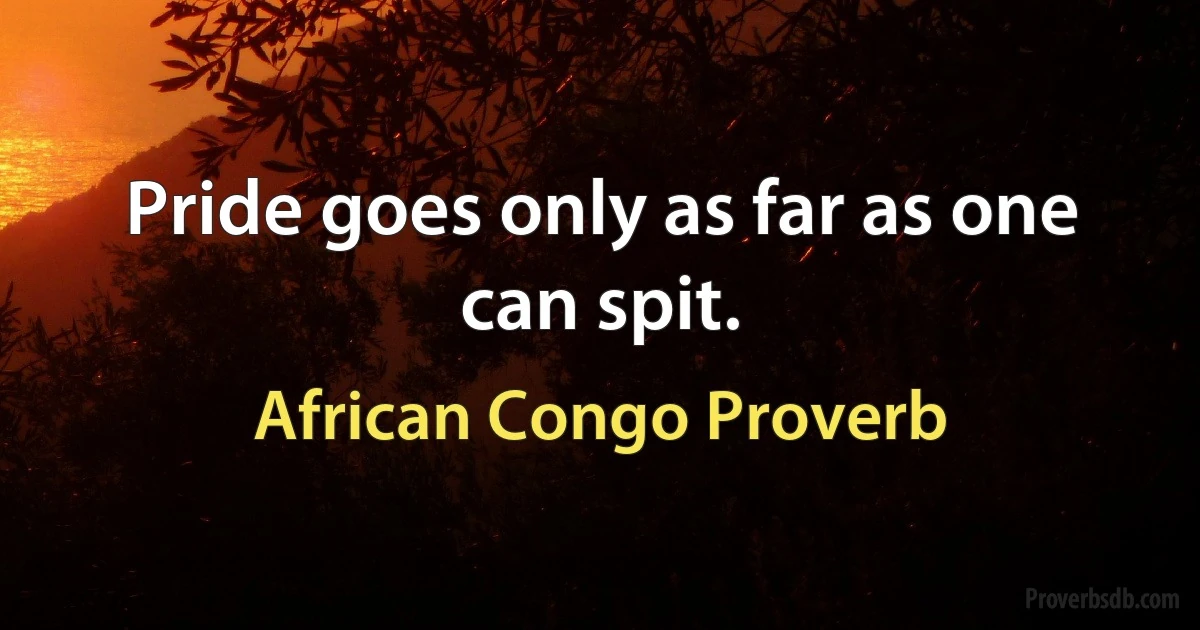 Pride goes only as far as one can spit. (African Congo Proverb)