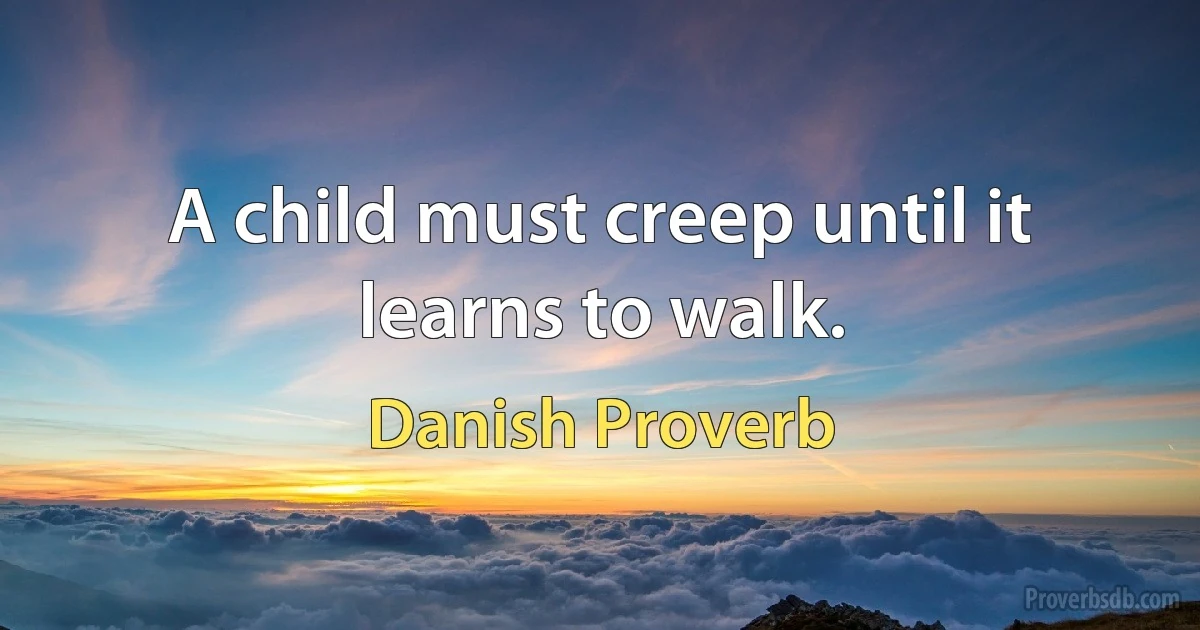 A child must creep until it learns to walk. (Danish Proverb)