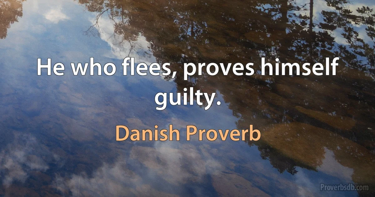 He who flees, proves himself guilty. (Danish Proverb)