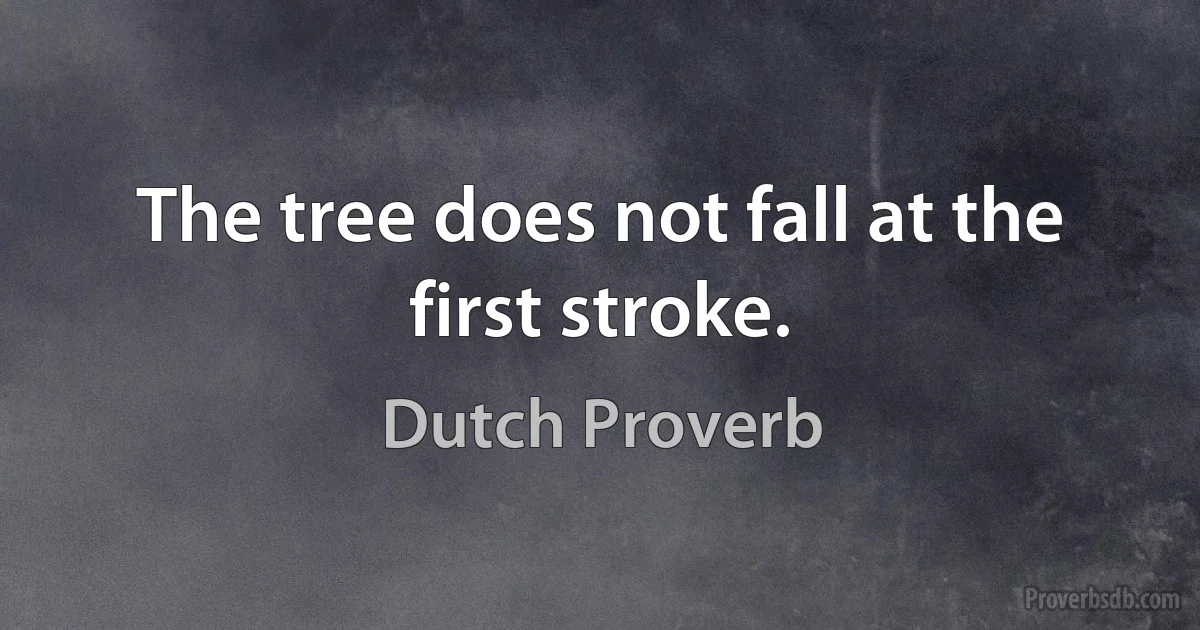 The tree does not fall at the first stroke. (Dutch Proverb)