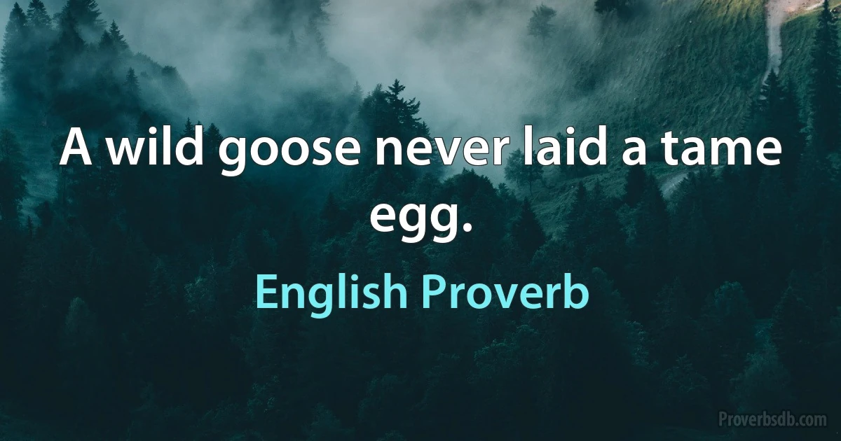 A wild goose never laid a tame egg. (English Proverb)