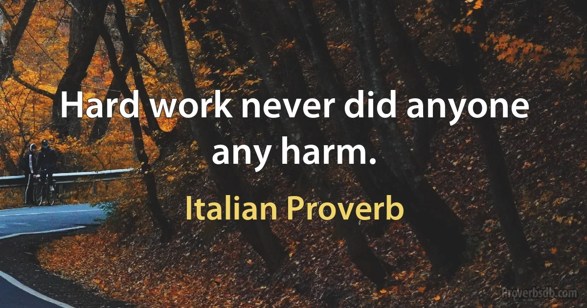 Hard work never did anyone any harm. (Italian Proverb)