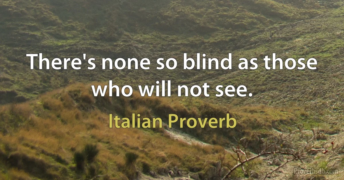 There's none so blind as those who will not see. (Italian Proverb)