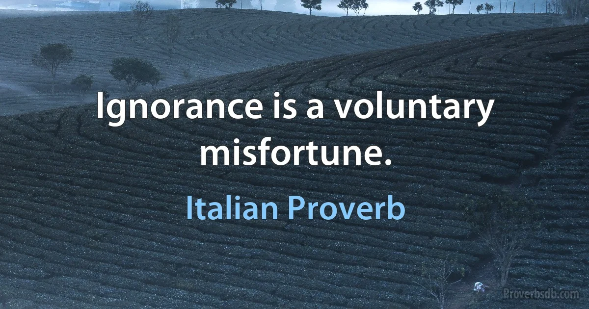 Ignorance is a voluntary misfortune. (Italian Proverb)